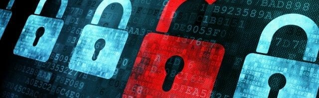 Security concept: Lock on digital screen