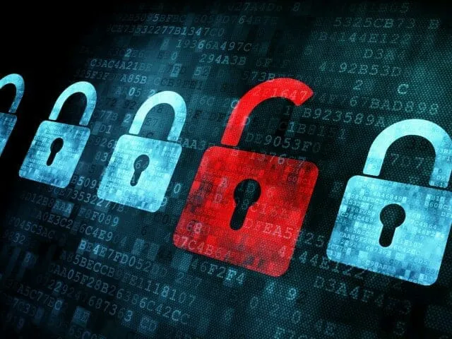 data-breach Security concept: Lock on digital screen, contrast, 3d render